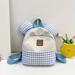 Plaid Ears Backpack for Kids, Small Schoolbag