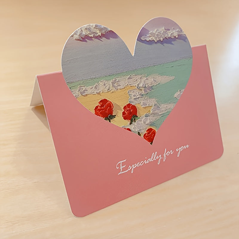 10pcs Love Heart Moon 3D Painting Flowers Holiday Teacher's Card Chinese Card