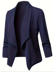  Solid Long Sleeve Lapel Collar Blazer
