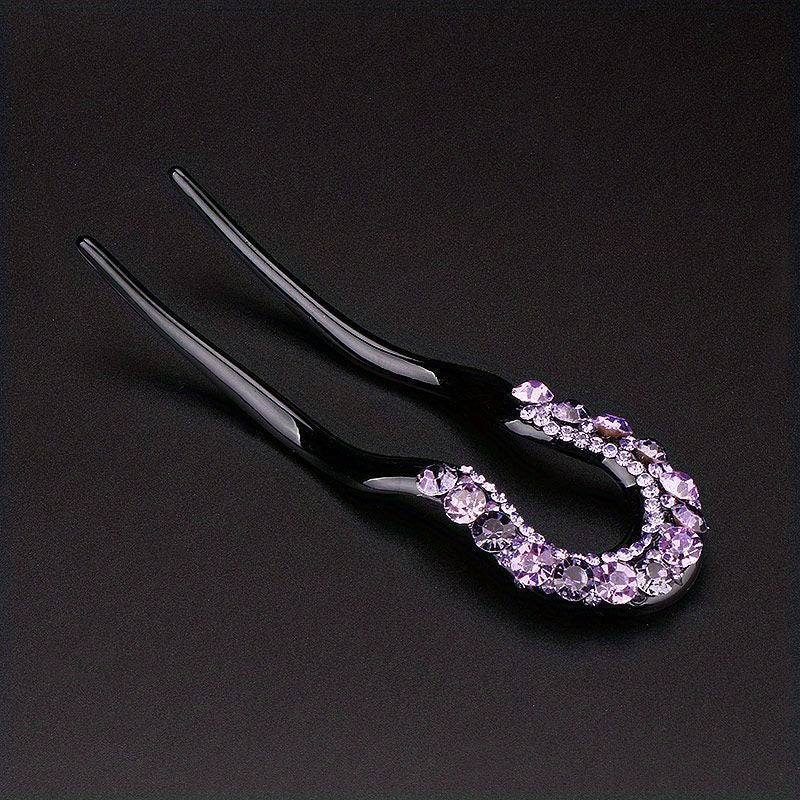 Rhinestone Insert Hairpin U-shaped Hairpin Women's Side Clip Updo Headwear