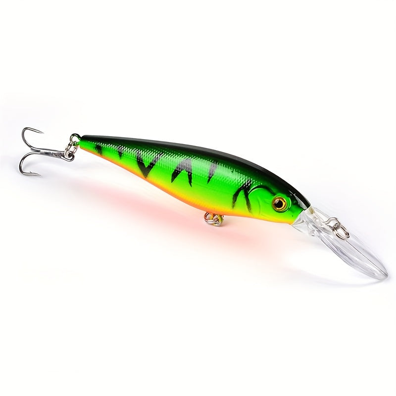 Floating Minnow Fishing Lure Long Tongue Crankbait Treble Hooks Bass Pike Tackle