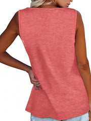  Button Decor Tank Top Round Neck