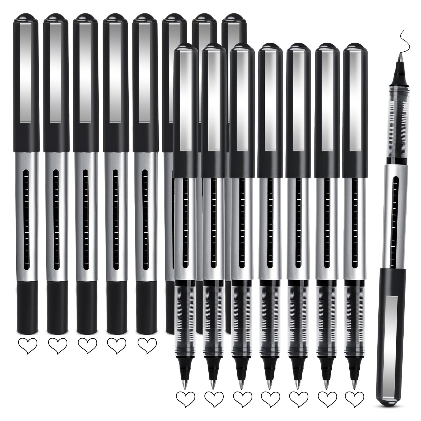 16Pcs Fine Point Rollerball Pens 0.5mm Gel Ink Extra Thin Tip Writing