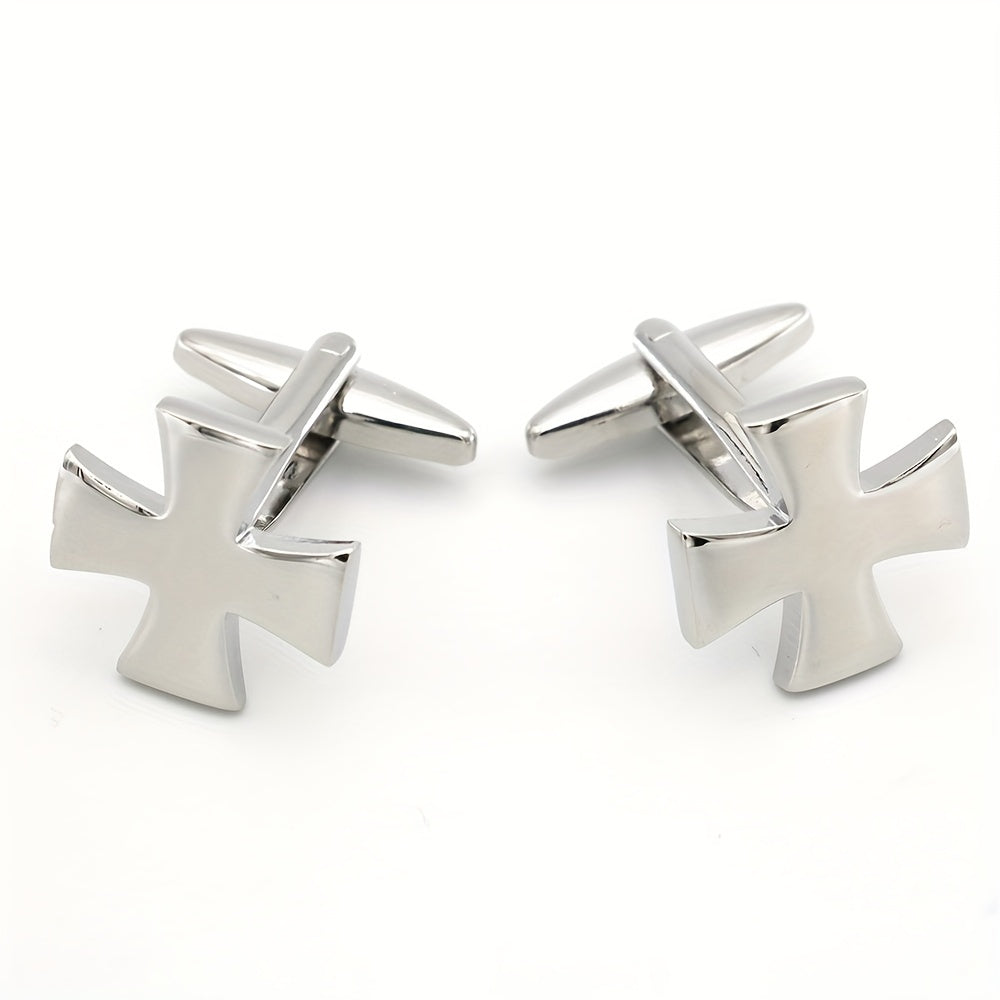 French Painted Cross Cufflinks Four Colors, Men's & Women's Jewelry Gift