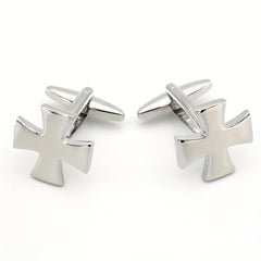 French Painted Cross Cufflinks Four Colors, Men's & Women's Jewelry Gift