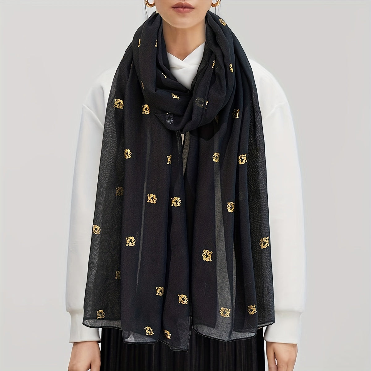 Tiger Head Hot Stamping Scarf Solid Shawl Classic Windproof Head Wrap