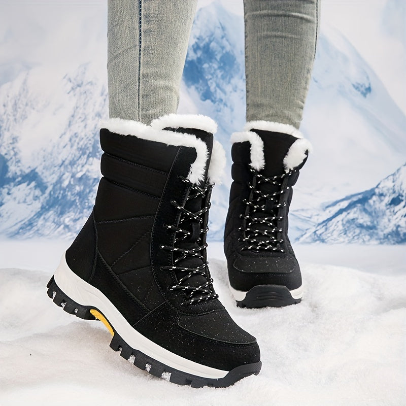 Winter Snow Boots Waterproof Fur Lined Warm Mid Calf Shoes