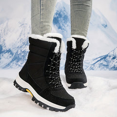 Winter Snow Boots Waterproof Fur Lined Warm Mid Calf Shoes