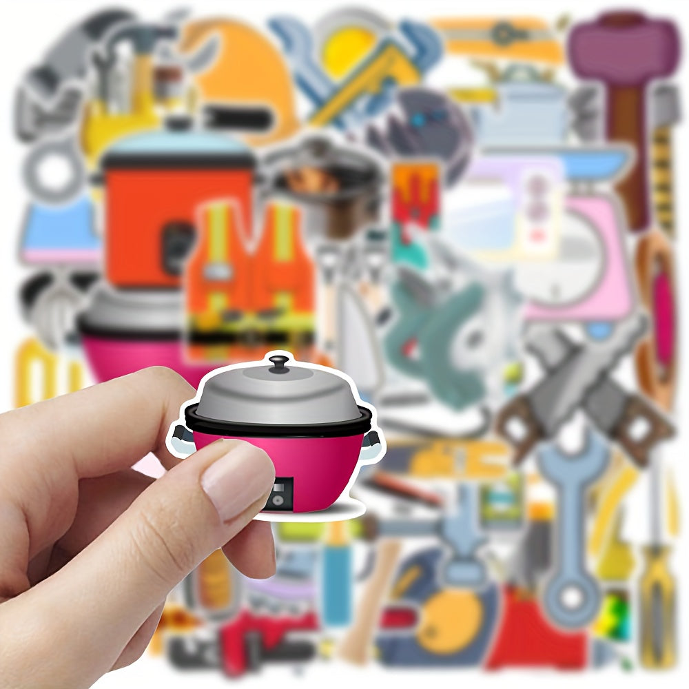 54pcs Anime Tool Mechanical Stickers Self Adhesive PVC DIY Decoration