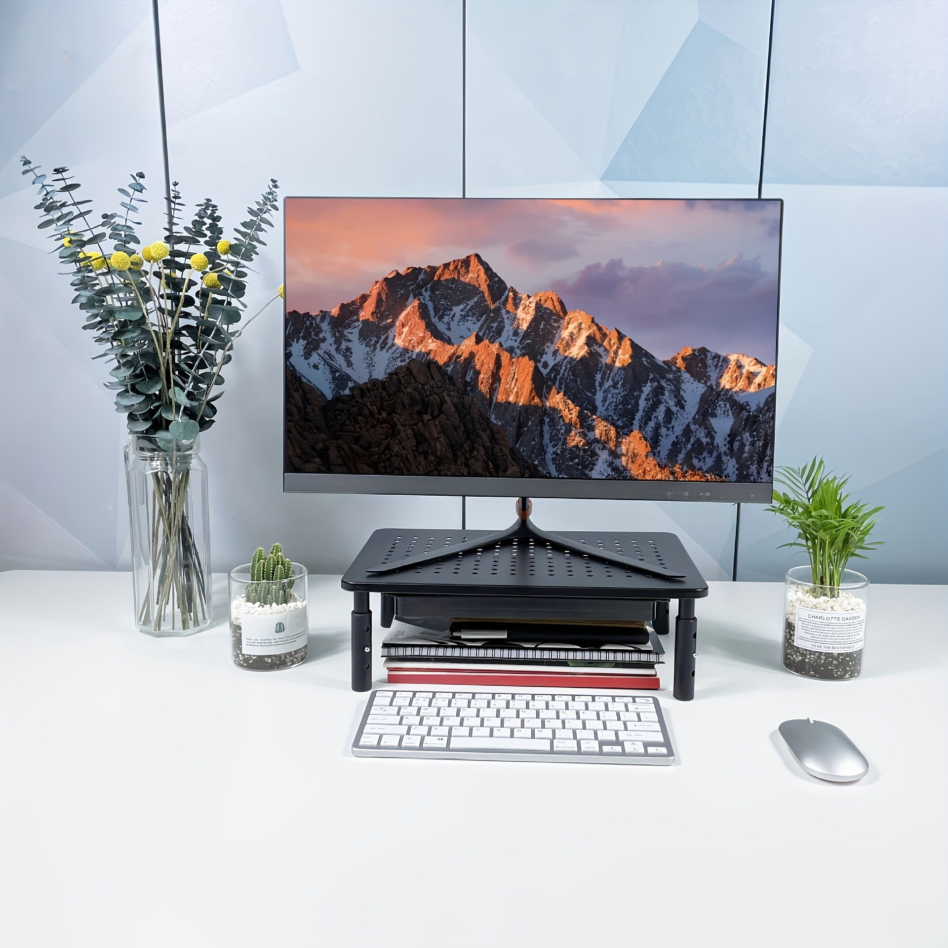 2 Pack Height Adjustable Monitor Stand With Heat Dissipation Tool Desk Riser