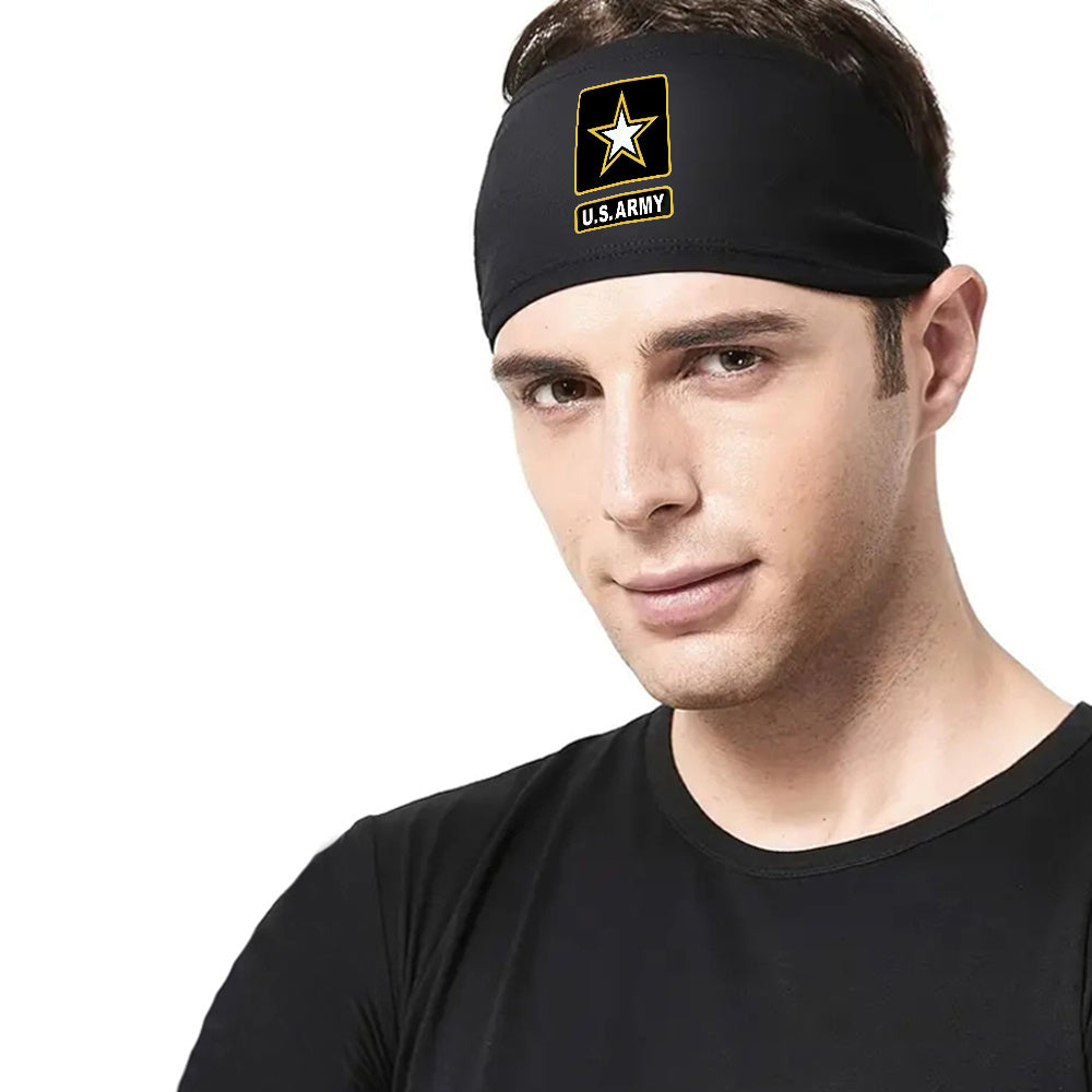 US Army Sports Headband for Men with Golden Star & US ARMY Text