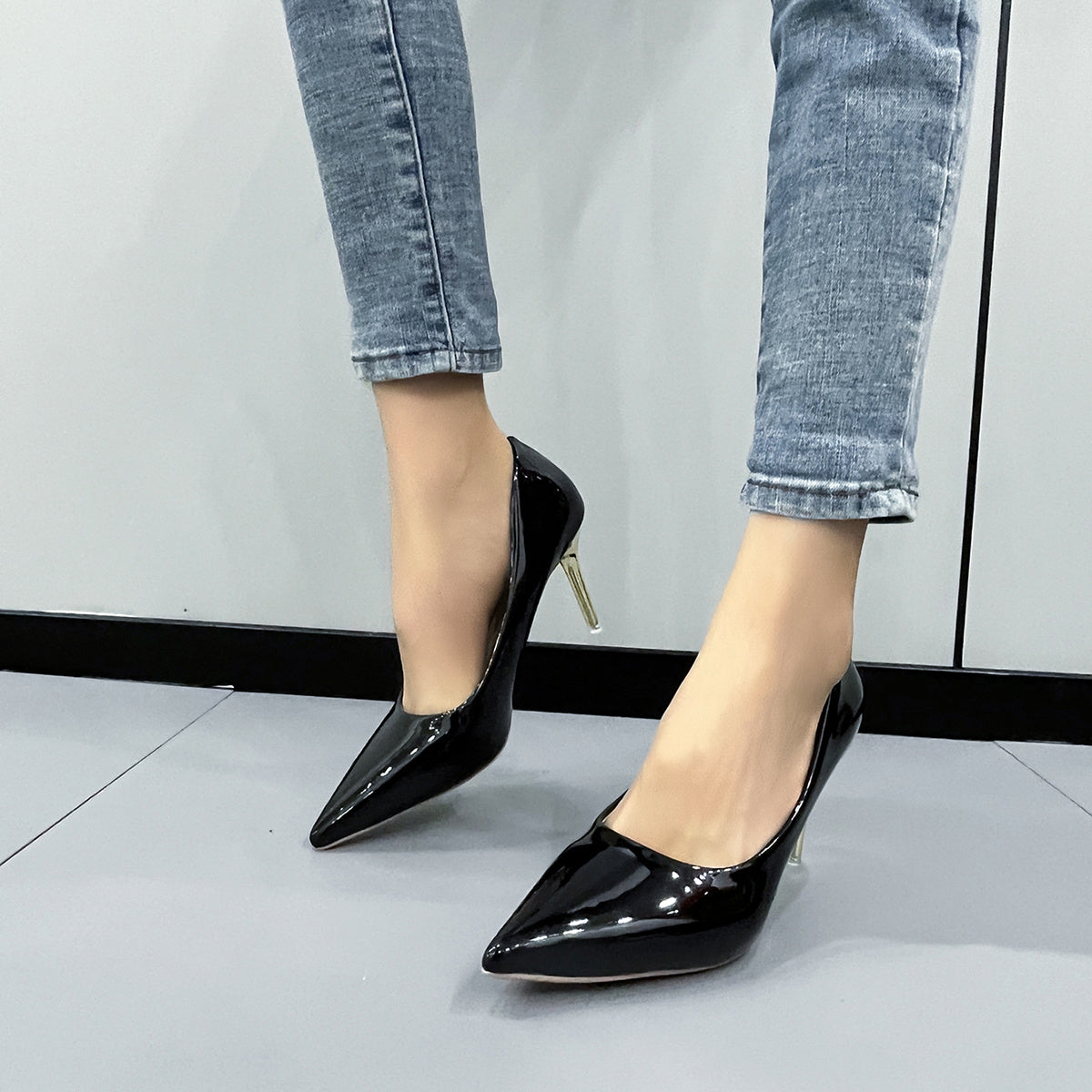 Women's Pointed Toe Court Pumps Patent Leather Stiletto Heels