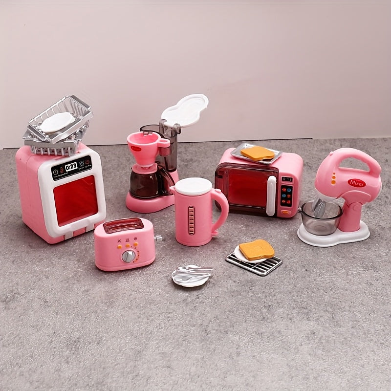 Dollhouse Kitchen Set Coffee Maker Egg Beater Oven Model DIY Accessories Toy