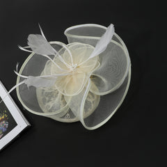 Women's Retro Mesh Flower Feather Clip - Bridal Headdress