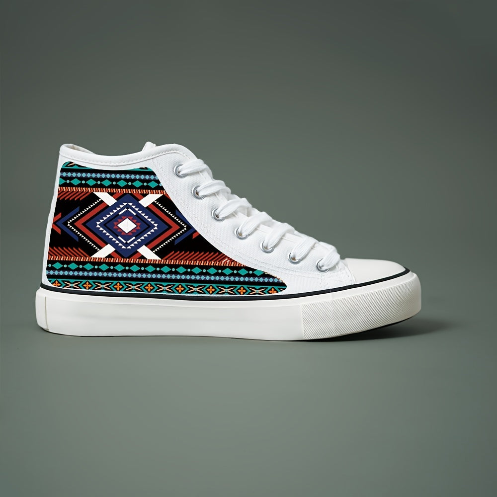 Ethnic Print Plush Lined Chunky Canvas Sneakers