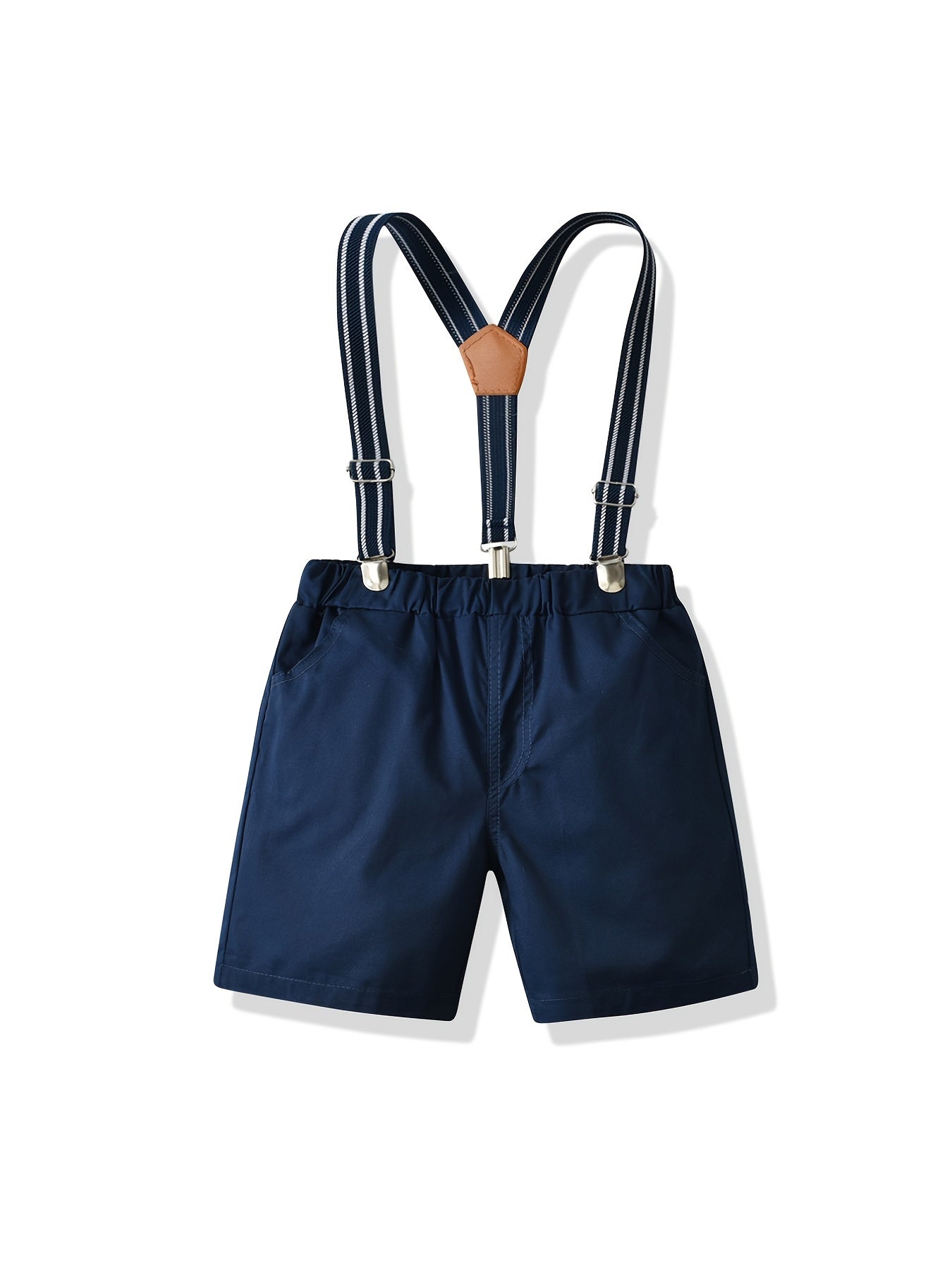 Boys Navy Gentleman Suspender Shorts Set