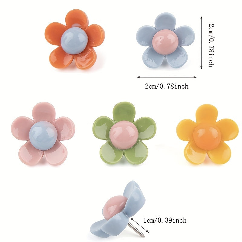 30pcs 3D Flower Creative Push Pin Rose Flower Resin Cork Board Push Pin