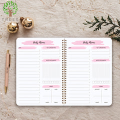 Trees Daily Planner Notebook Top 3 Priorities Daily Schedule Meal Pl