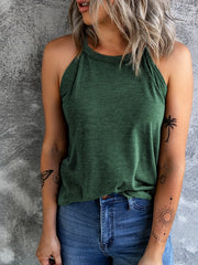 Solid Crew Neck Tank Top Sleeveless Casual Women's Clothing