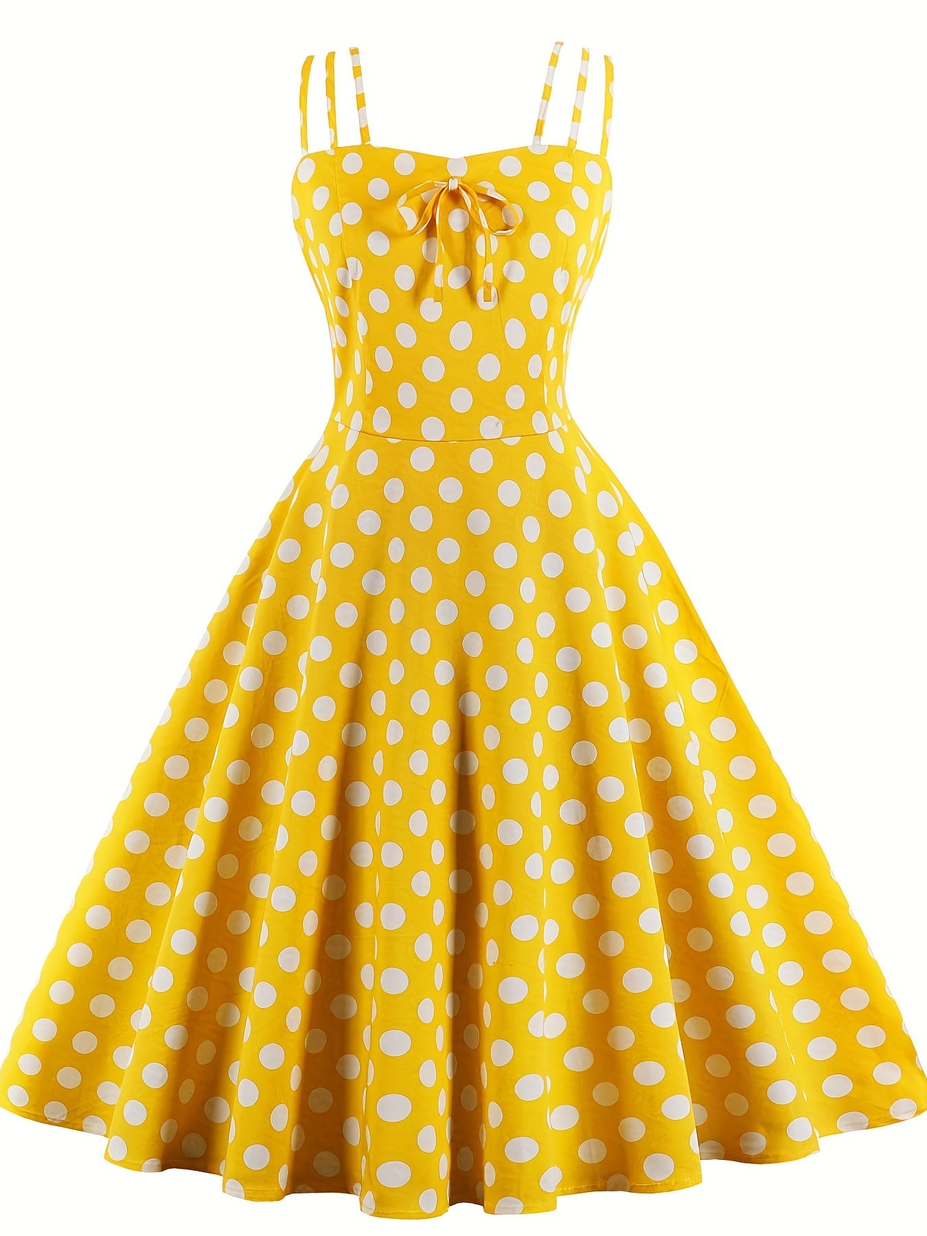  Polka Dot Split Strap Cami Dress