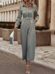 Y2K Belted Cargo Jumpsuit Tunic Long Sleeve Romper