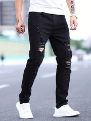 Men's Ripped Skinny Slim Fit Denim Pants Trousers