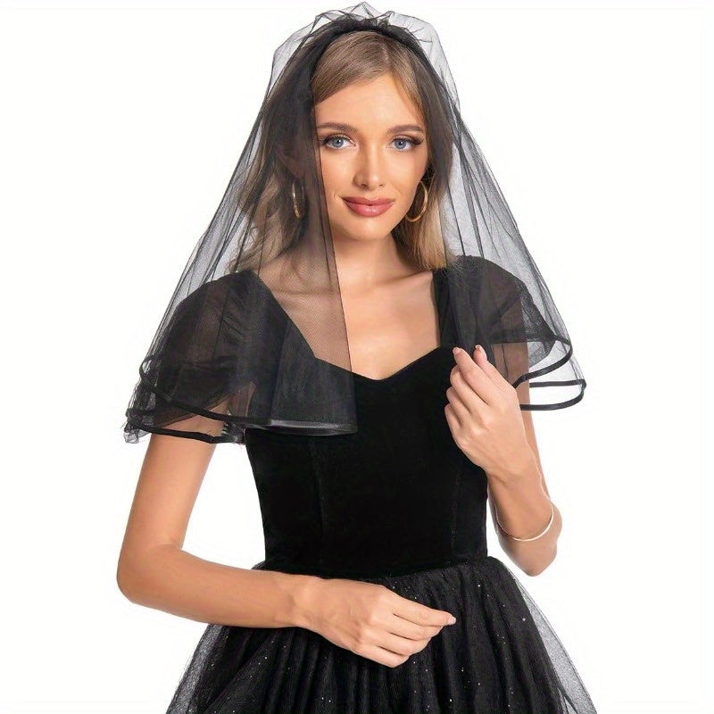 Short 2 Tier Sheer Tulle Wedding Veil Lightweight Accessory