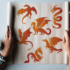 Autumn Theme Drawing Stencils with Paint Brushes