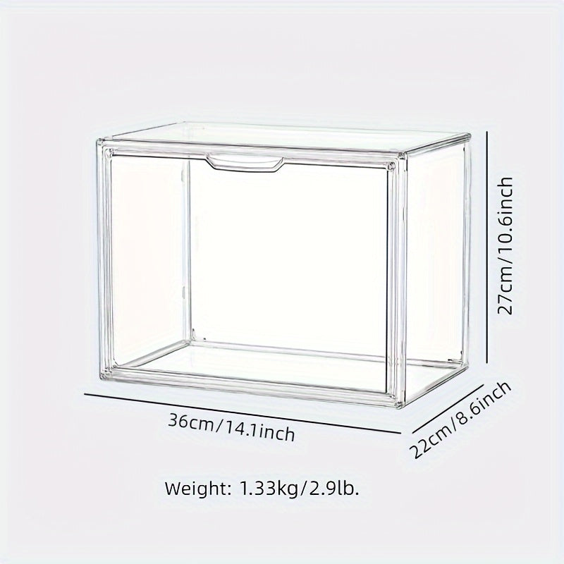 Stackable Transparent Shoe Box with Dustproof Bag for Action Figures Storage