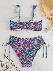  Ditsy Floral Ruffle Trim Bikini Set