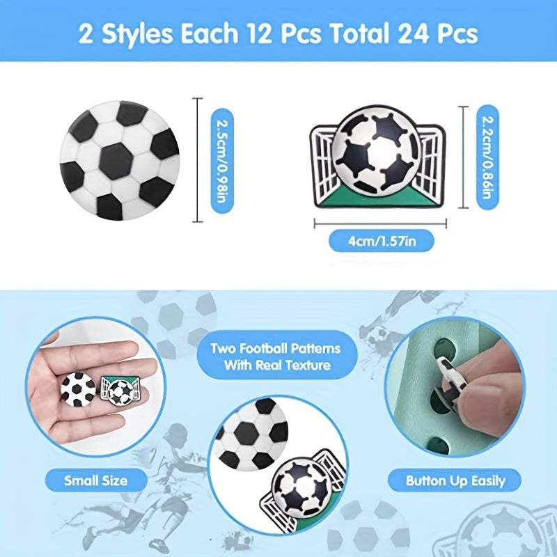 6 Pcs Soccer Shoe Charms PVC 3D Football Shoe Charms Sport Accessory Decoration