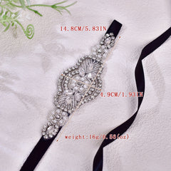 Satin Ribbon Bride Bridesmaid Belt Silver Patch Wedding Belt