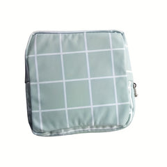 Plaid Pattern Storage Pouch Zipper Lightweight Sanitary Napkin Bag