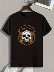 Skull Pattern Print Men's Sports T-shirt - Summer Outdoor Apparel