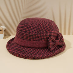 Casual Warm Bow Bucket Hat Fisherman Hat Cloche Hat