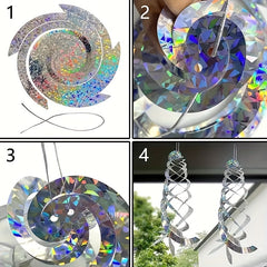 4pcs Bird Repellent Spiral Reflectors Hanging Reflective Deterrent Device