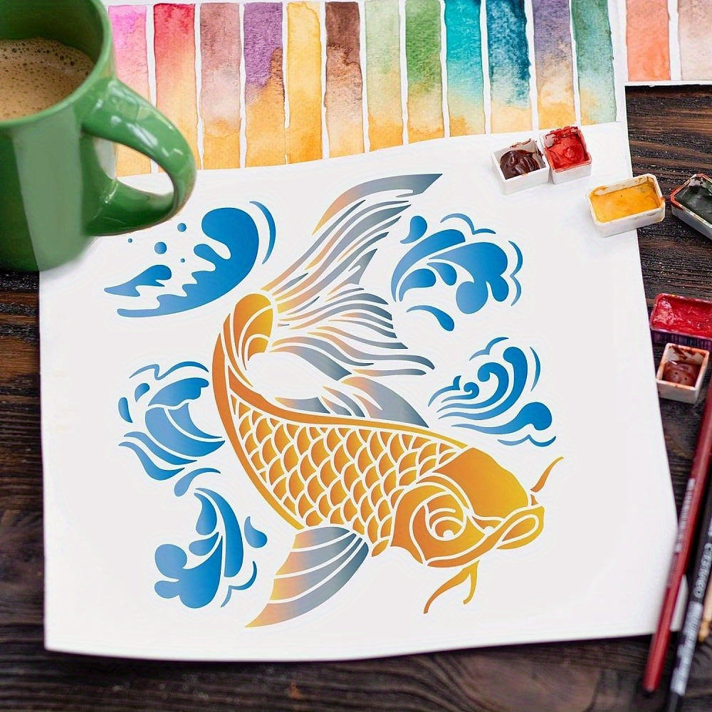 Reusable Fish Stencil Template for DIY Crafts - Large Square Design