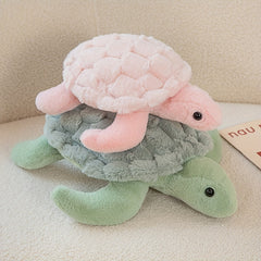 Adorable Pink & Green Sea Turtle Plush Toy - Cuddly Comfort for Kids
