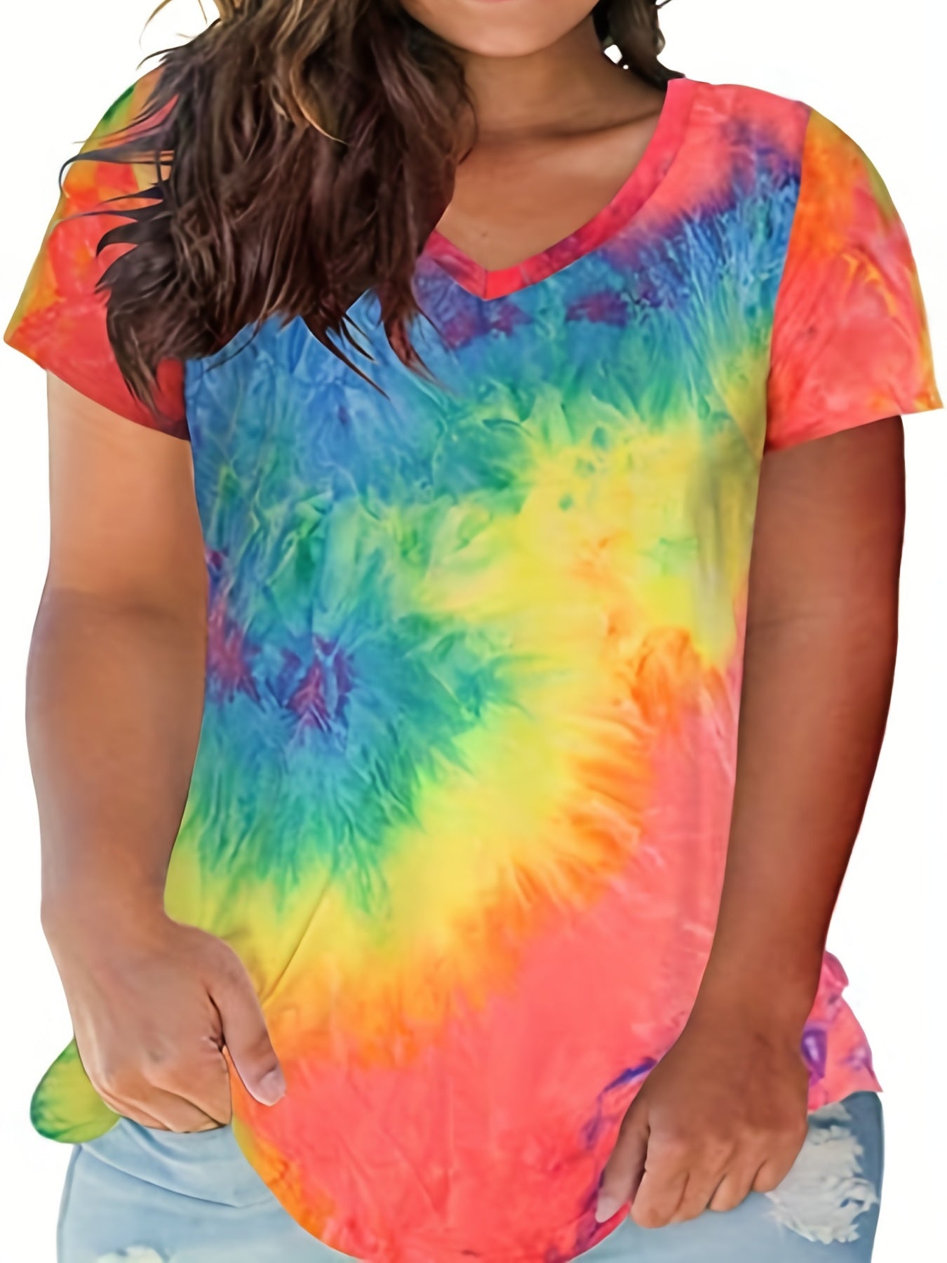  Tie Dye V Neck T Shirt