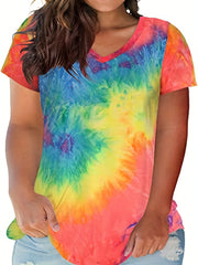  Tie Dye V Neck T Shirt