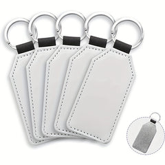 5pcs Glitter PU Leather Keychain Heat Transfer Keyring