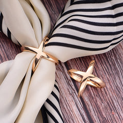 Minimalist Hollow Cross Scarf Clip Ring for Women & Girls