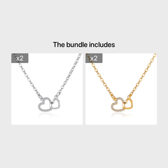 Double Heart Pendant Necklace for Girls