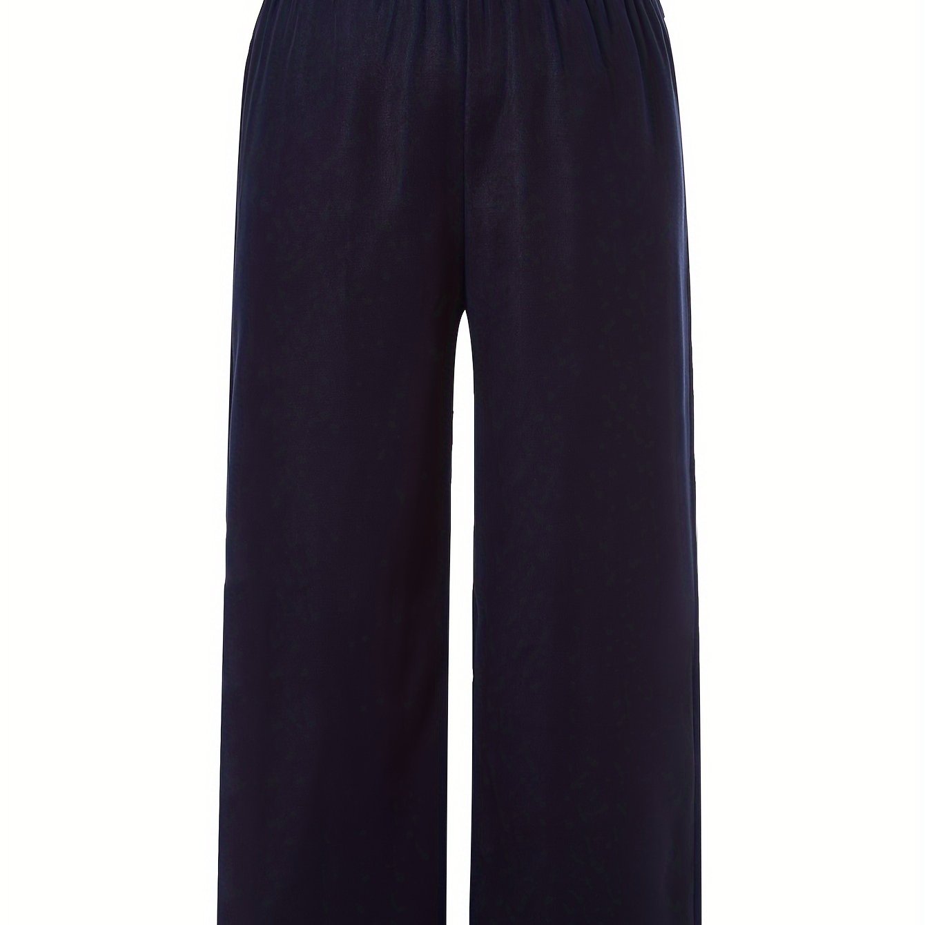Women's Plus Solid Elastic Waist Wide Leg Loose Trousers