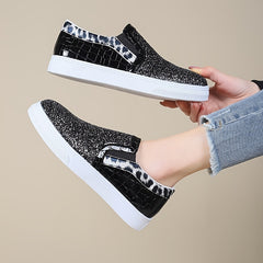 Women's Sequins Flat Loafers Slip On Low Top Sneakers Casual Canvas Shoes