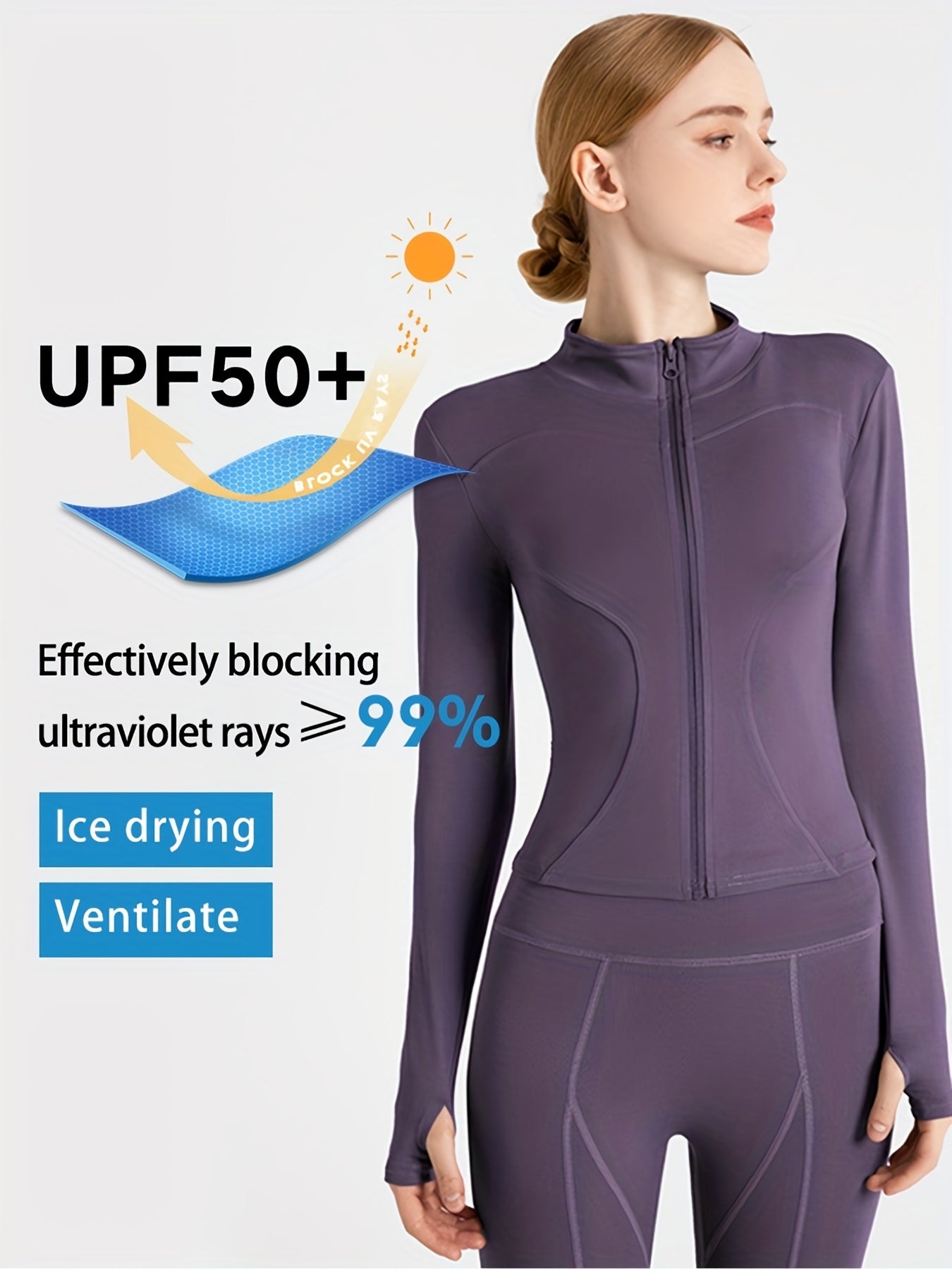 Women's Quick Dry Full Zip Sports Jacket with Thumb Holes