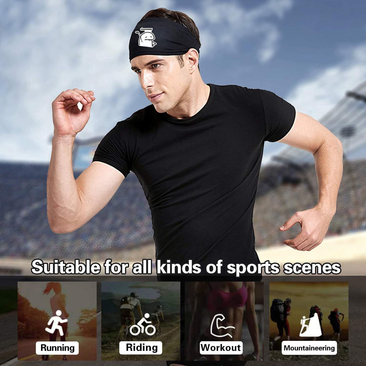 Funny Slaaaaaay Sports Headband Men Breathable Mesh Washable