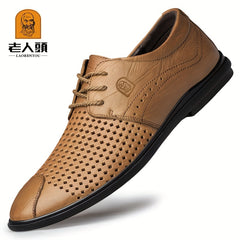 LAORENTOU Men's Perforated Lace Up Dress Shoes