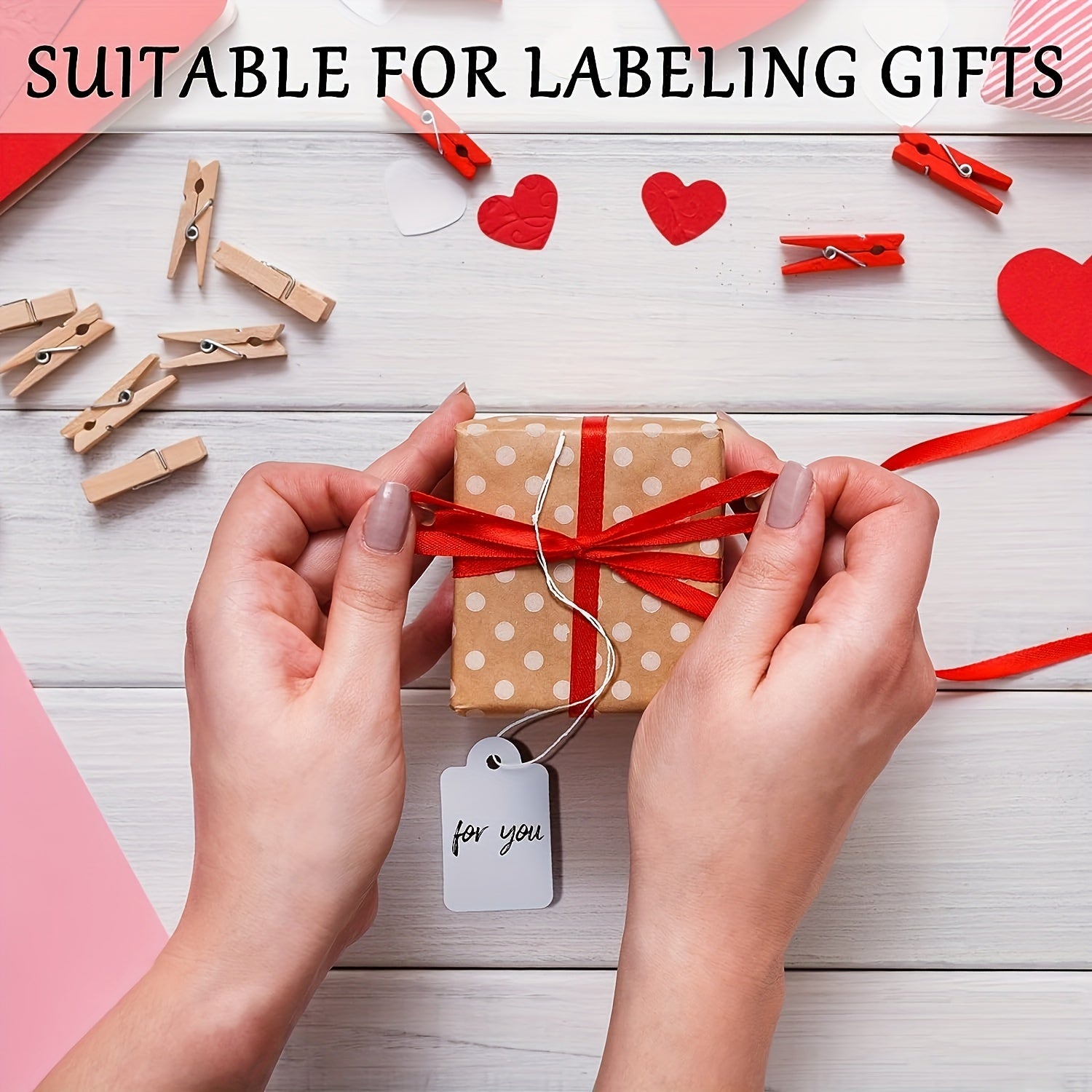 200 Pcs Tag Markup Tags Gift Tags With Rope Blank Paper Tag Label 3.51 X 2.21 Cm