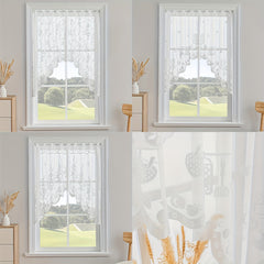 Jacquard Sheer Curtain Floral Pattern Kitchen Valance Short Curtain